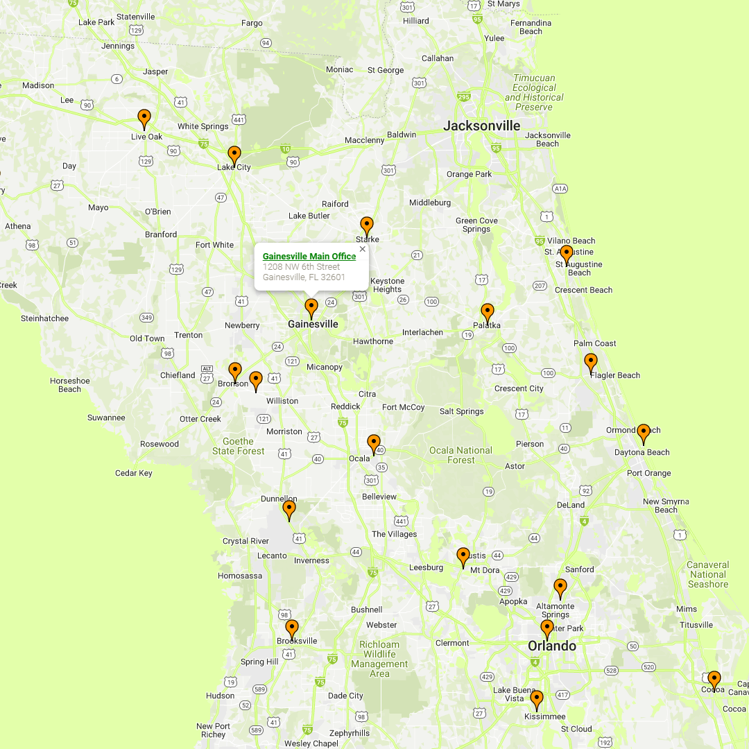 Map of office locations in Florida